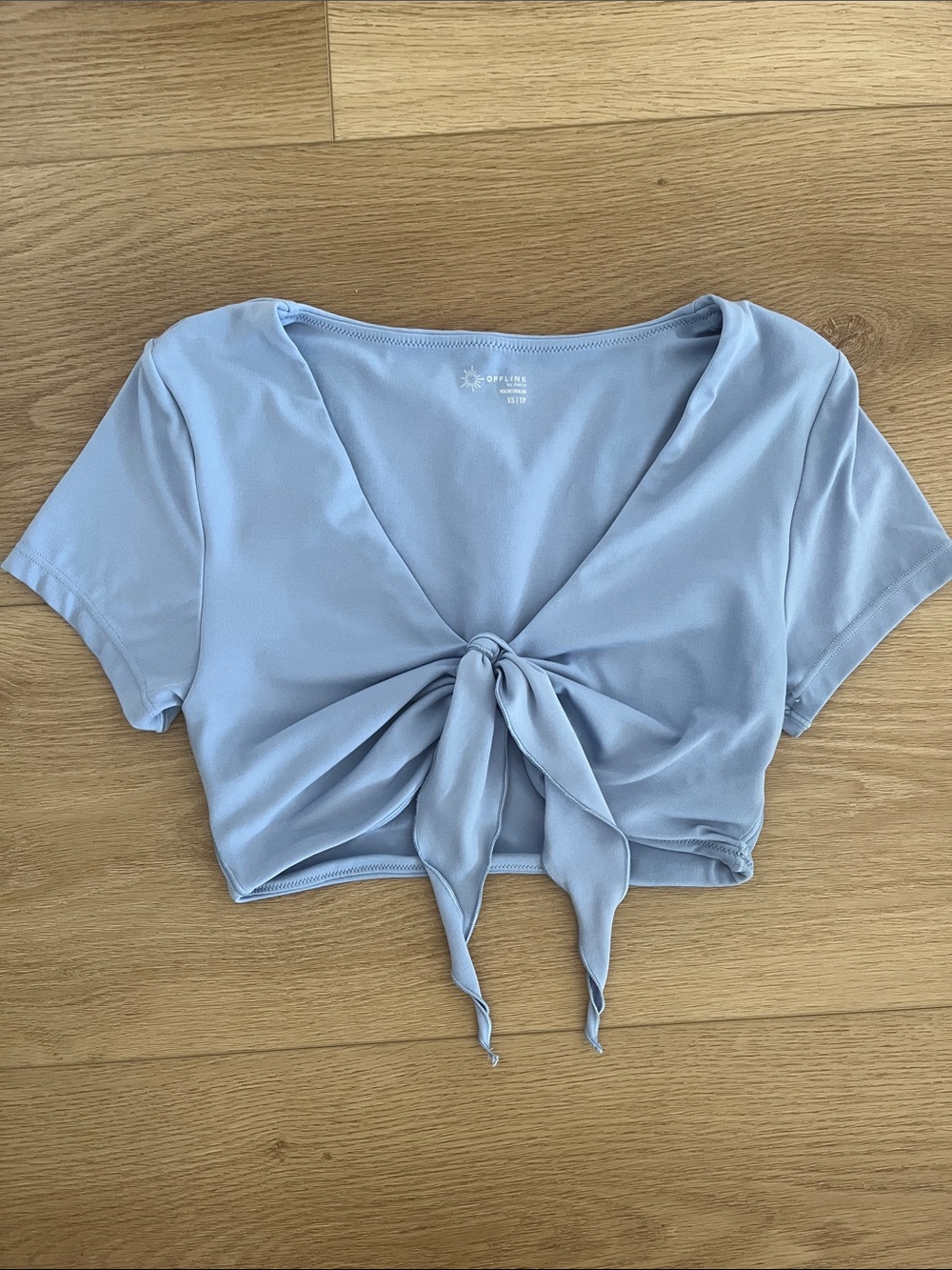 Offline by aerie Light Blue Front Tie Crop Top